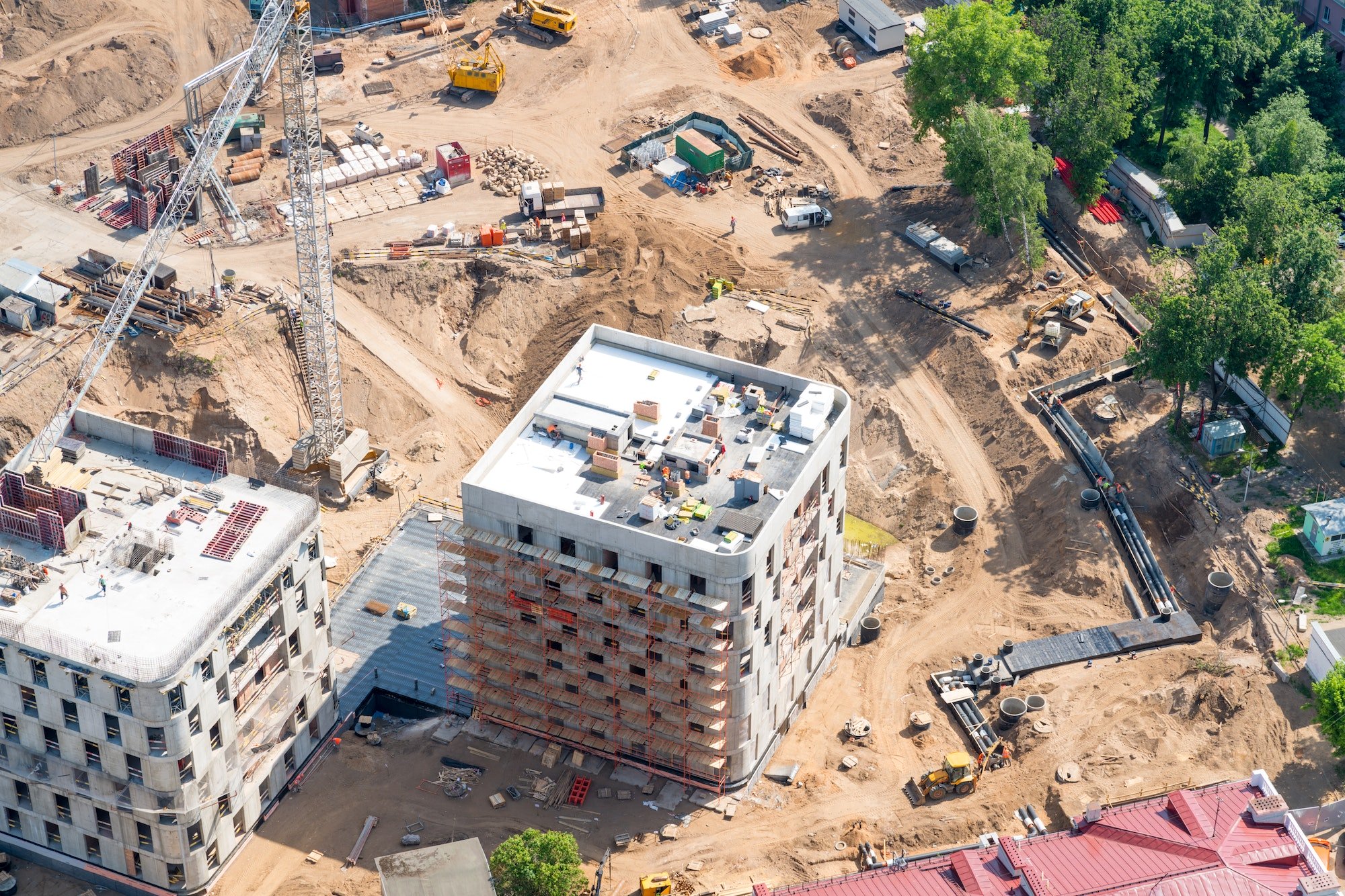 Top view of a construction site